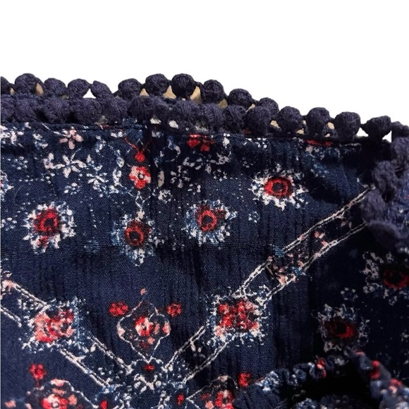 Jolt Womens Off the Shoulder Tie Front Romper Blue Floral XL - Picture 3 of 4